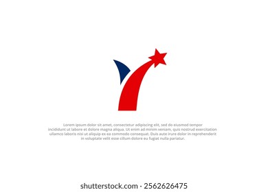 letter y shooting star usa american flag logo