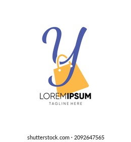 Letter Y Shopping Bag Logo Design Vector Icon Graphic Emblem Illustration
