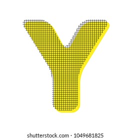 Letter Y sign design template element. Vector. Yellow icon with square pattern duplicate at white background. Isolated.