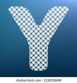 Letter Y sign design template element. Vector. White textured icon at lapis lazuli gradient background.