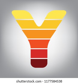 Letter Y sign design template element. Vector. Horizontally sliced icon with colors from sunny gradient in gray background.