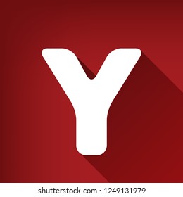 Letter Y sign design template element. Vector. White icon with limitless shadow at ruby red background.