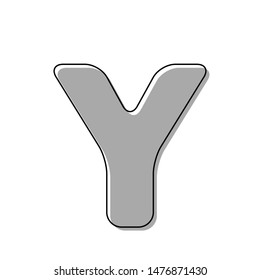 Letter Y sign design template element. Black line icon with gray shifted flat filled icon on white background. Illustration.
