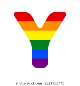 Letter Y sign design template element. Rainbow gay LGBT rights colored Icon at white Background. Illustration.