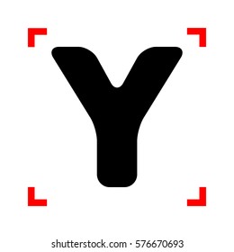 Letter Y sign design template element. Black icon in focus corne