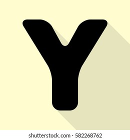 Letter Y sign design template element. Black icon with flat style shadow path on cream background.
