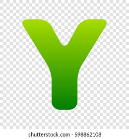 Letter Y sign design template element. Vector. Green gradient icon on transparent background.