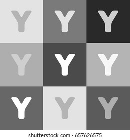 Letter Y sign design template element. Vector. Grayscale version of Popart-style icon.