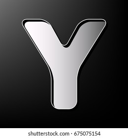 Letter Y sign design template element. Vector. Gray 3d printed icon on black background.