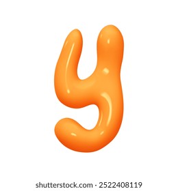 letter Y. letter y sign orange soft color. Realistic 3d design in cartoon liquid paint style. Isolated on white background. vector illustration