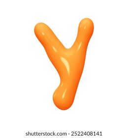 letter Y. letter sign orange soft color. Realistic 3d design in cartoon liquid paint style. Isolated on white background. vector illustration