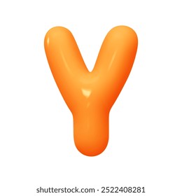 letter Y. letter sign orange soft color. Realistic 3d design in cartoon balloon style. Isolated on white background. vector illustration