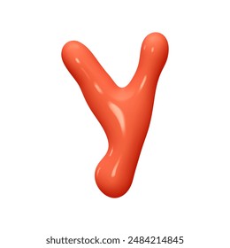 letter Y. letter sign red color. Realistic 3d design in cartoon liquid paint style. Isolated on white background. vector illustration