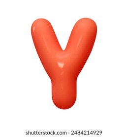 letter Y. letter sign red color. Realistic 3d design in cartoon balloon style. Isolated on white background. vector illustration