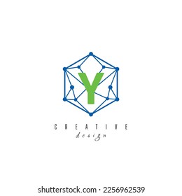 letter Y and IT simple Creative elegant hexagon hexagonal poligon logo Design