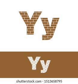 Letter Y simple logo icon, with brick texture vector