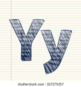 letter Y sketch in a notebook