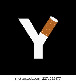 Letter Y Smoke Logo Concept With Cigarette Icon. Tobacco Logo Vector