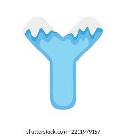 Letter Y Snow, vector illustration