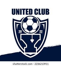 Letter Y soccer team logo design template, football team or club, Football logo with shield