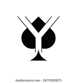 Letter Y Spade Black Jack Simple Modern Icon Design Logo