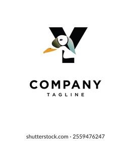 Letter Y Spectacled Eider Logo Icon Vector