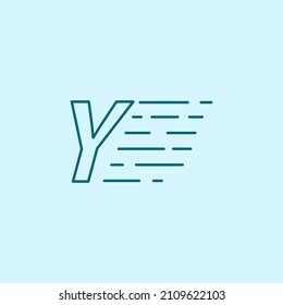 elemento de diseño del logotipo de velocidad Y de letra. logotipo de arte de línea con fondo azul.