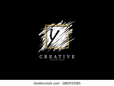 Letter Y Splash Grange Logo Design, Texture Brush with a square grid.