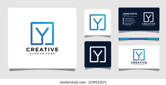Inspiración en el diseño de logotipo cuadrado de la letra Y