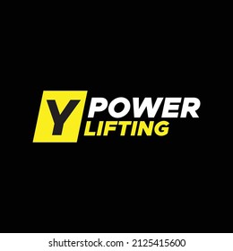 Letter Y in square modern negative space logo. Fitness equipment letter symbol with text. Graphic alphabet symbol for sport identity