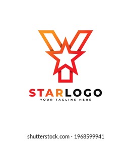 Letter Y star logo Linear Style, Orange Color. Usable for Winner, Award and Premium Logos.