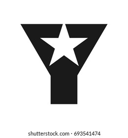 letter Y and star vector logo.