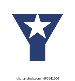 letter Y and star vector logo.