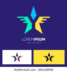 Letter Y Star or with Wing Logo Design Vector Icon Graphic Emblem Illustration