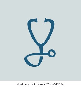 Letter Y Stethoscope Logo. Alphabet anfänglich. Zeichen einzeln auf hellem Fond. Kalligraphisches Symbol für Gesundheit, Identität der Medizin. Blauer Farbkardiologie-Instrument. Bauart.