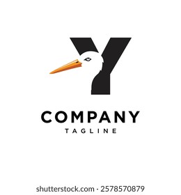 Letter Y Stork Logo Icon Vector