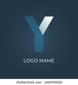 Letter Y stripes logo isolated. Alphabet vector image