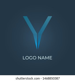 Letter Y stripes logo isolated. Alphabet vector image