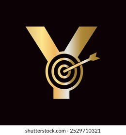 Letter Y Success Logo Combine with Bow Target  Icon