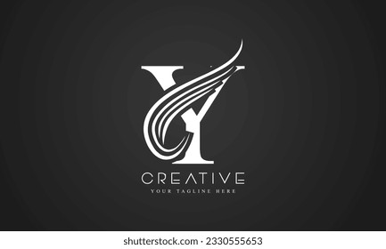 Letter Y Swoosh Logo With Creative Curve lines Swoosh Icon Vector Illustration.