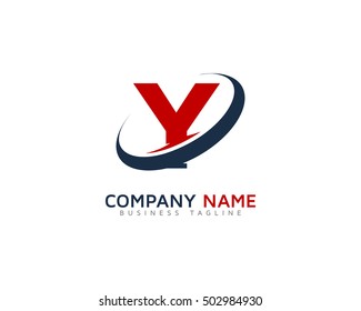 Letter Y Swoosh Ring Round Logo Design Template