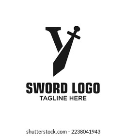 Letter Y Sword Logo Design Template Inspiration, Vektorgrafik.