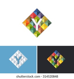 Letter Y Symbol Triangle Low Poly Style Vector Graphic Icons, Logo, Sign Template