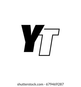 letter Y and T logo overlapping black negative