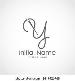 Letter Y Tailor Logo. Needle With Thread Vector Icon. Lettering logo Tailor For Initial Name or Brand.