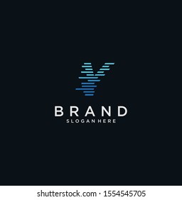 letter Y Tech Logo Stripes Design Inspiration Vector Illustration. Initial Y Logo Design Linear