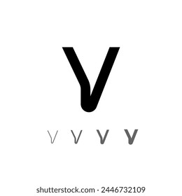 Letter Y, technical digital alphabet font, including set from four of different thicknesses, vector illustration 10eps