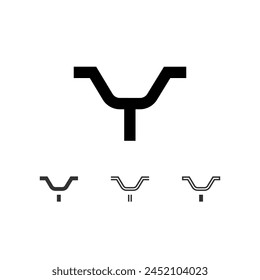 Letter Y, technical digital alphabet font, including set from four of different types, vector illustration 10eps