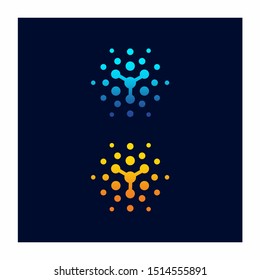 Letter Y Technology Dots Logo Design Vector Icon