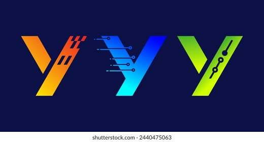 letter y technology logo design for business, digital, technology, media, data